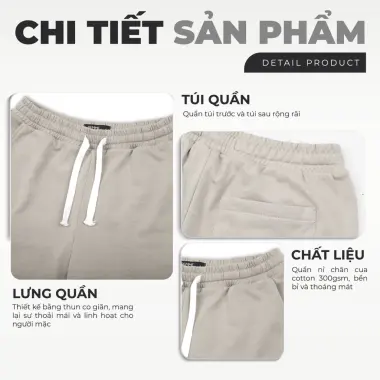 Quần short nỉ thể thao big size GEMME MEN - Trên gối, năng động, dành cho size 55-150kg 3 Quần short nỉ thể thao big size GEMME MEN - Trên gối, năng động, dành cho size 55-150kg 3