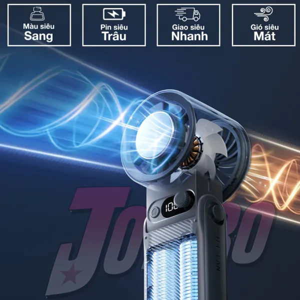 Hình ảnh sản phẩm Quạt Cầm Tay Mini Jotaro Siêu Bền 68 Giờ Pin 20000mAh Tốc Độ Cao Cấp Giá Rẻ