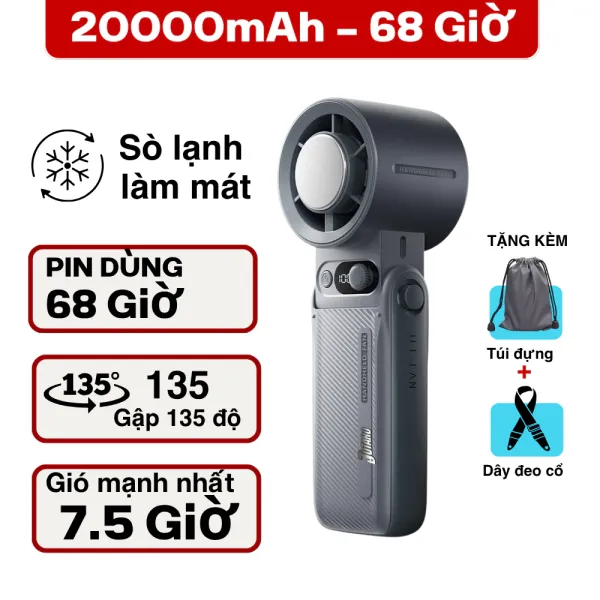 Hình ảnh sản phẩm Quạt Cầm Tay Mini Jotaro Siêu Bền 68 Giờ Pin 20000mAh Tốc Độ Cao Cấp Giá Rẻ