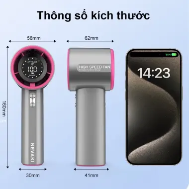 Quạt cầm tay mini NEVAKI GS1 pin 4000mAh tốc độ gió 100 cấp điều chỉnh màn hình kỹ thuật số 8 Quạt cầm tay mini NEVAKI GS1 pin 4000mAh tốc độ gió 100 cấp điều chỉnh màn hình kỹ thuật số 8