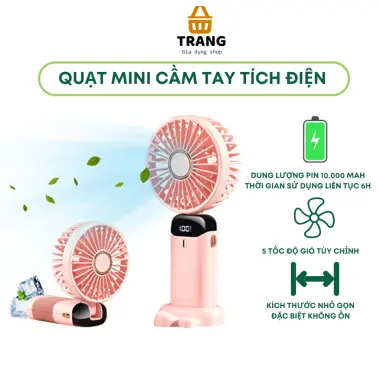 Quạt Cầm Tay Mini Sạc Điện Pin 10000mAh Gấp Gọn 5 Tốc Độ Giá Cực Sốc Chỉ 179k 2