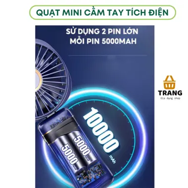 Quạt Cầm Tay Mini Sạc Điện Pin 10000mAh Gấp Gọn 5 Tốc Độ Giá Cực Sốc Chỉ 179k 6