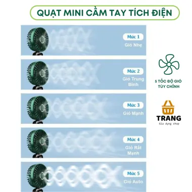 Quạt Cầm Tay Mini Sạc Điện Pin 10000mAh Gấp Gọn 5 Tốc Độ Giá Cực Sốc Chỉ 179k 7