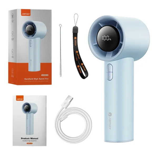 Hình ảnh sản phẩm Quạt Cầm Tay Mini Tích Điện JAMAY 199 Tốc Độ Gió Mạnh Không Ồn - Bảo Hành 6 Tháng