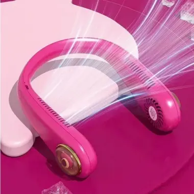 Quạt đeo cổ tích điện Gấu Dâu Losto, quạt quàng cổ không cánh mini cho bé pin sạc 3 cấp độ gió êm ái không tiếng ồn 3