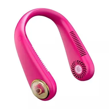 Quạt đeo cổ tích điện Gấu Dâu Losto, quạt quàng cổ không cánh mini cho bé pin sạc 3 cấp độ gió êm ái không tiếng ồn 7