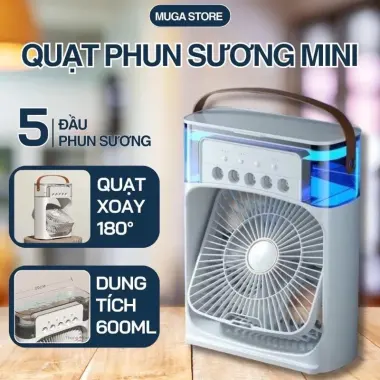 Quạt Điều Hoà Hơi Nước Mini 600ml 3 Chế Độ Gió 5 Vòi Sương LED 7 Màu Giá Cực Sốc 99K 4 Quạt Điều Hoà Hơi Nước Mini 600ml 3 Chế Độ Gió 5 Vòi Sương LED 7 Màu Giá Cực Sốc 99K 4