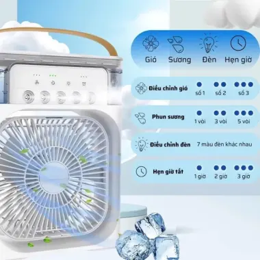 Quạt Điều Hoà Hơi Nước Mini 600ml 3 Chế Độ Gió 5 Vòi Sương LED 7 Màu Giá Cực Sốc 99K 7 Quạt Điều Hoà Hơi Nước Mini 600ml 3 Chế Độ Gió 5 Vòi Sương LED 7 Màu Giá Cực Sốc 99K 7