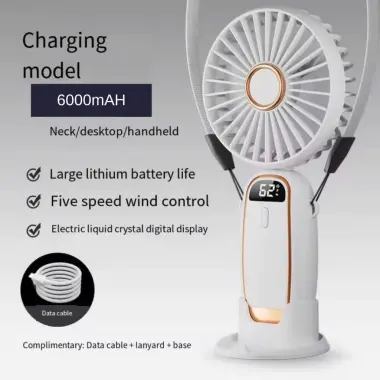 Quạt Mini Cầm Tay 5C Pin 6000mAh, Gió Mạnh 4 Cấp, Có Dây Đeo & Chân Đế, Quạt Để Bàn Tiện Lợi 10 Quạt Mini Cầm Tay 5C Pin 6000mAh, Gió Mạnh 4 Cấp, Có Dây Đeo & Chân Đế, Quạt Để Bàn Tiện Lợi 10