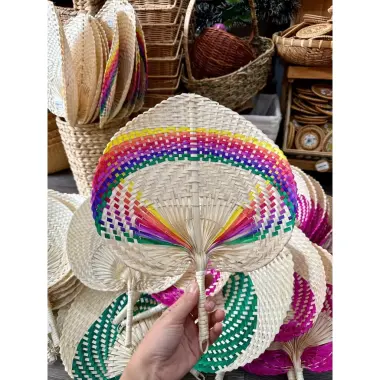 Quạt Nan Cầm Tay Đan Tay Mây Cói Tự Nhiên Trang Trí Decor Giá Rẻ Khuyến Mãi 15500đ 13