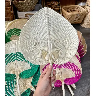 Quạt Nan Cầm Tay Đan Tay Mây Cói Tự Nhiên Trang Trí Decor Giá Rẻ Khuyến Mãi 15500đ 15