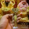 Quạt Ông Địa Gậy Thần Tài Mạ Vàng Cao Cấp Khắc Đều 2 Mặt - Size Đủ Lựa Chọn 6