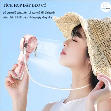 Quạt Phun Sương Cầm Tay Mini Tích Điện Giá Rẻ, Xoay 360 độ, Dây Đeo Cổ Tiện Lợi chỉ 99k 3 Quạt Phun Sương Cầm Tay Mini Tích Điện Giá Rẻ, Xoay 360 độ, Dây Đeo Cổ Tiện Lợi chỉ 99k 3