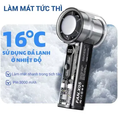 Quạt Sò Lạnh Cầm Tay Mini FAN X05 Turbo Jet Sạc Lại 3000mAh Gió Mạnh 140Vòng/Phút Giá Rẻ 8 Quạt Sò Lạnh Cầm Tay Mini FAN X05 Turbo Jet Sạc Lại 3000mAh Gió Mạnh 140Vòng/Phút Giá Rẻ 8