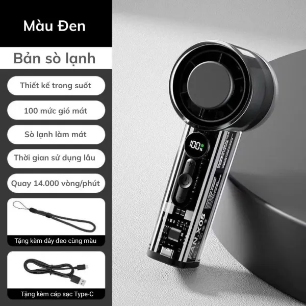 Hình ảnh sản phẩm Quạt Sò Lạnh Cầm Tay Mini FAN X05 Turbo Jet Sạc Lại 3000mAh Gió Mạnh 140Vòng/Phút Giá Rẻ