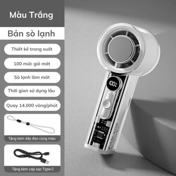 Hình ảnh sản phẩm Quạt Sò Lạnh Cầm Tay Mini FAN X05 Turbo Jet Sạc Lại 3000mAh Gió Mạnh 140Vòng/Phút Giá Rẻ
