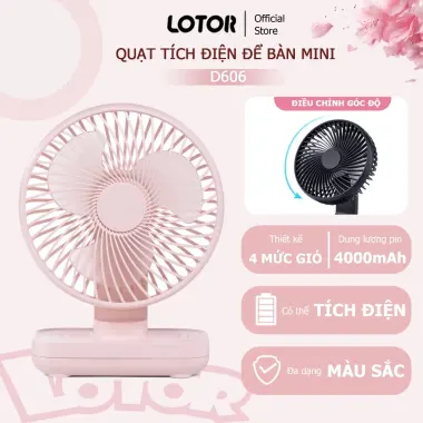 Quạt Tích Điện Mini D606 Để Bàn Gấp 90 Độ 4 Tốc Độ Gió Pin 4000mAh Giá Rẻ 2 Quạt Tích Điện Mini D606 Để Bàn Gấp 90 Độ 4 Tốc Độ Gió Pin 4000mAh Giá Rẻ 2