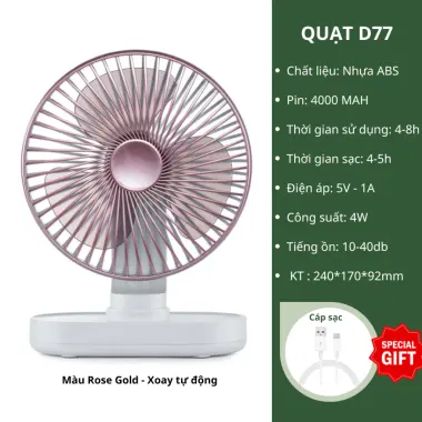 Quạt Tích Điện Mini D606 Để Bàn Gấp 90 Độ 4 Tốc Độ Gió Pin 4000mAh Giá Rẻ 11 Quạt Tích Điện Mini D606 Để Bàn Gấp 90 Độ 4 Tốc Độ Gió Pin 4000mAh Giá Rẻ 11