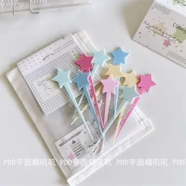 Que sao cắm trang trí, decor gói hàng, xiên trái cây, nhiều màu diy 3