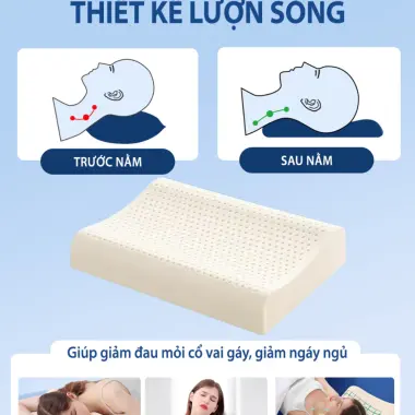 Ruột Gối Cao Su Non Cao Cấp He thong Nem Thiết Kế Cổ Công Thái Học Lượn Sóng Nằm Ngủ Chống Đau Cổ Vai Gáy, Giảm Ngáy 6
