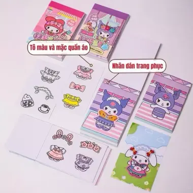 Sổ Sticker Mini 50 Trang Labubu, Capybara, Melody - Nhãn Dán Tô Màu Giá Xả 79k (Giảm 18%) 3