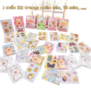 Sổ Sticker Mini 50 Trang Labubu, Capybara, Melody - Nhãn Dán Tô Màu Giá Xả 79k (Giảm 18%) 5