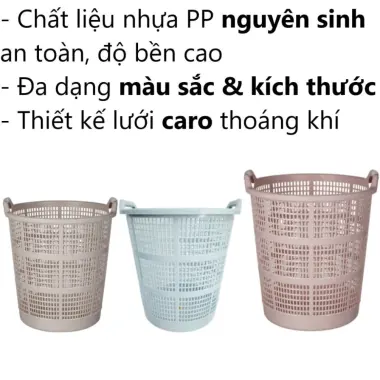 Sọt Nhựa Caro Tròn VIỆT NHẬT - Lưới Thoáng Khí, Đựng Quần Áo, Đồ Chơi, Rác - Giá Chỉ 45k! 3 Sọt Nhựa Caro Tròn VIỆT NHẬT - Lưới Thoáng Khí, Đựng Quần Áo, Đồ Chơi, Rác - Giá Chỉ 45k! 3