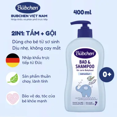Sữa tắm gội 2in1 Bubchen Baby Bad 400ml tự nhiên cho bé từ 0 ngày tuổi không cay mắt giá chỉ 230k 2 Sữa tắm gội 2in1 Bubchen Baby Bad 400ml tự nhiên cho bé từ 0 ngày tuổi không cay mắt giá chỉ 230k 2