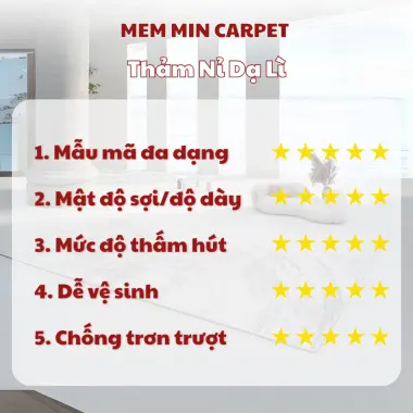 Thảm Dạ Lì Decor Phòng Khách 1m6x2m3, 2mx3m - Giảm 58.8K, Chỉ 280K 5 Thảm Dạ Lì Decor Phòng Khách 1m6x2m3, 2mx3m - Giảm 58.8K, Chỉ 280K 5