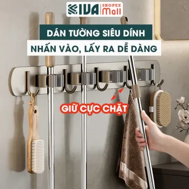 Thanh Móc Kẹp Treo Cây Lau Nhà KIVA Dán Tường Khoan Tường Bảo Hành 10 Năm Giá Rẻ 62.000đ