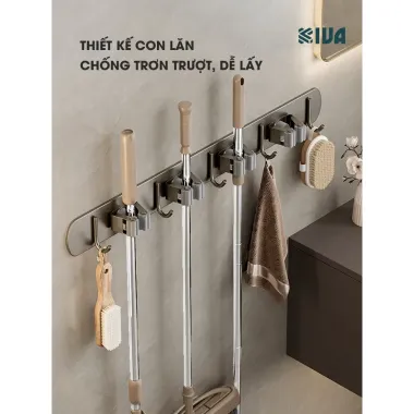Thanh Móc Kẹp Treo Cây Lau Nhà KIVA Dán Tường Khoan Tường Bảo Hành 10 Năm Giá Rẻ 62.000đ
