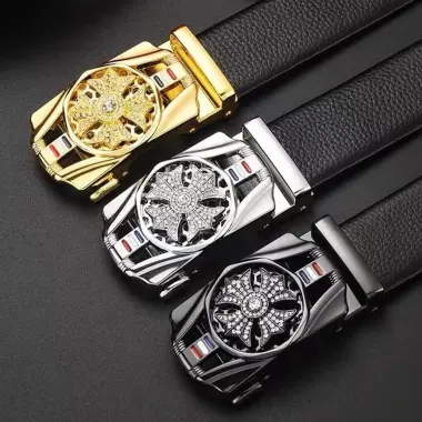 Thắt Lưng nam da cao cấp mặt xoay đính đá, Dây nịt nam khóa tự động chính hãng phong cách hàn quốc MENBEN 3