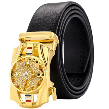 Thắt Lưng nam da cao cấp mặt xoay đính đá, Dây nịt nam khóa tự động chính hãng phong cách hàn quốc MENBEN 10