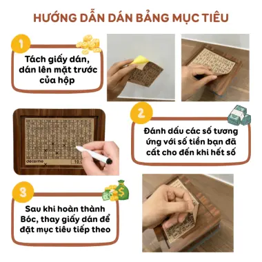 Thẻ dán mục tiêu tiết kiệm nhiều mệnh giá dùng cho hộp gỗ Gọn Gàng 5 Thẻ dán mục tiêu tiết kiệm nhiều mệnh giá dùng cho hộp gỗ Gọn Gàng 5