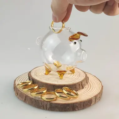 Tiết kiệm thủy tinh piggy cork cork trang trí máy tính để bàn diy con heo đất nhỏ 10