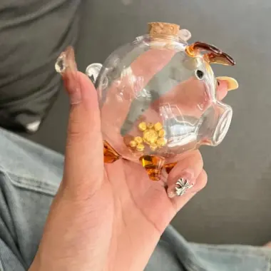 Tiết kiệm thủy tinh piggy cork cork trang trí máy tính để bàn diy con heo đất nhỏ 11