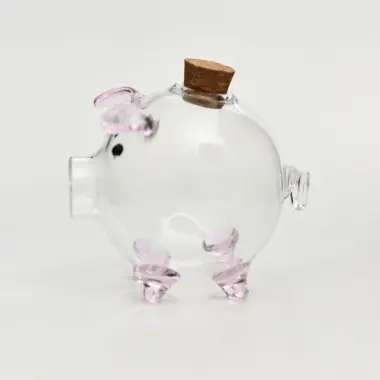 Tiết kiệm thủy tinh piggy cork cork trang trí máy tính để bàn diy con heo đất nhỏ 13