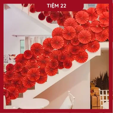 Trang Trí Tết 2.026 - Set 60 Quạt Giấy Ngọc Cầu Thang Decor Giảm Giá 75k Thay 90k 1