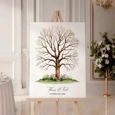 Tranh Cây Vân Tay Đám Cưới In Theo Yêu Cầu - Ký Tên Miễn Phí - Giá Rẻ 95k