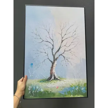 Tranh Cây Vân Tay Đám Cưới In Theo Yêu Cầu - Ký Tên Miễn Phí - Giá Rẻ 95k
