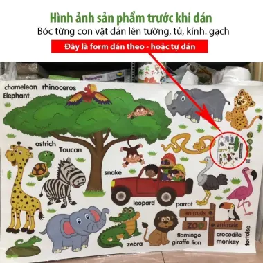 Tranh Dán Tường Con Vật Học tiếng Anh Cho Bé - Decal Sticker Dạy Học Giá Tốt 38k 4