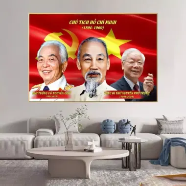 Tranh tráng gương Nguyễn Phú Trọng, Bác Hồ,Bác Giáp treo phòng khách,Decor tranh 3D kèm khung COMPOSITE Hệ Cao cấp 11 Tranh tráng gương Nguyễn Phú Trọng, Bác Hồ,Bác Giáp treo phòng khách,Decor tranh 3D kèm khung COMPOSITE Hệ Cao cấp 11