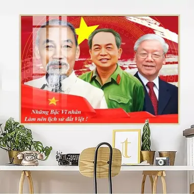 Tranh tráng gương Nguyễn Phú Trọng, Bác Hồ,Bác Giáp treo phòng khách,Decor tranh 3D kèm khung COMPOSITE Hệ Cao cấp 16 Tranh tráng gương Nguyễn Phú Trọng, Bác Hồ,Bác Giáp treo phòng khách,Decor tranh 3D kèm khung COMPOSITE Hệ Cao cấp 16