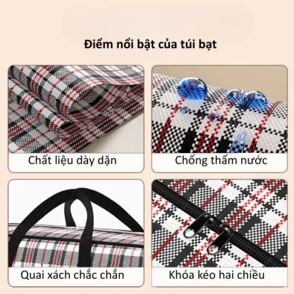Hình ảnh sản phẩm Túi Bạt Chuyển Nhà Cỡ Đại 80cm Siêu Dày, Túi Dứa Đựng Đồ Thay Thế Thùng Carton, Chống Nước, Có Khóa