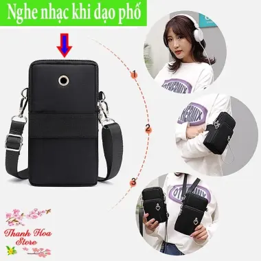 Túi đeo chéo nữ đi chơi đựng điện thoại chống nước thời trang đẹp thể thao nhỏ gọn mini màu đen cute cá tính 6