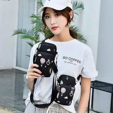 Túi đeo chéo nữ đi chơi đựng điện thoại chống nước thời trang đẹp thể thao nhỏ gọn mini màu đen cute cá tính 8