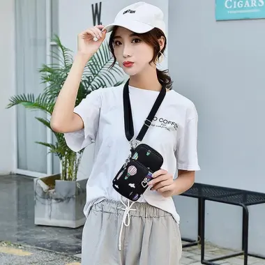 Túi đeo chéo nữ đi chơi đựng điện thoại chống nước thời trang đẹp thể thao nhỏ gọn mini màu đen cute cá tính 10