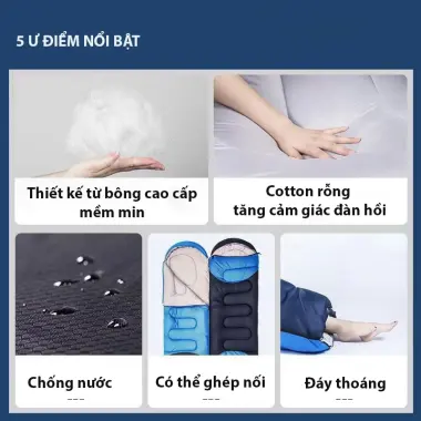 Túi Ngủ Văn Phòng Trần Bông KAW Chống Thấm Giữ Nhiệt Tốt Giá Rẻ 289k 4