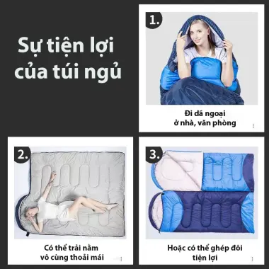 Túi Ngủ Văn Phòng Trần Bông KAW Chống Thấm Giữ Nhiệt Tốt Giá Rẻ 289k 7