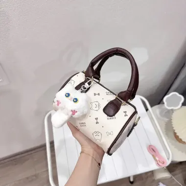 Túi Xách Nữ Đeo Chéo Mini Dáng Trống In Mèo Da PU Phong Cách Hàn Quốc Giá Rẻ 74k 6